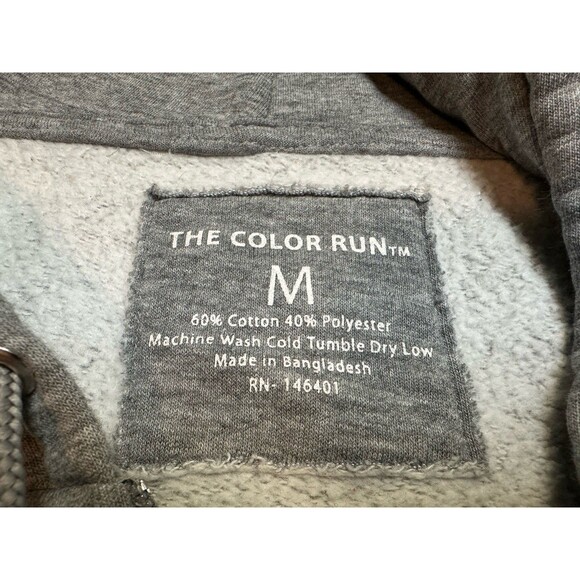 The Color Run Hoodie Mens Medium Rainbow Multi-Color Full Zip Sweatshirt Gray - Picture 5 of 5